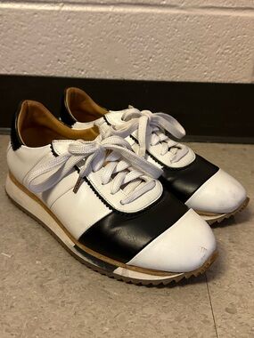 The Office of Angela Scott Quinn Sneaker White Leather Size 39 9 Black Trainer